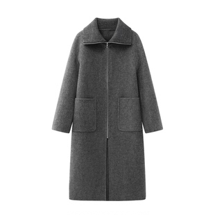 双面呢大衣女毛呢外套女4025 新款 A263大码 冬季