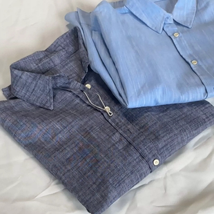 polo领衬衣开衫 春季 外套 女衬衫 A433老钱透气小众长袖