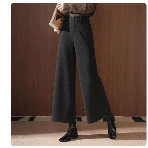 A454 毛呢九分阔腿裤女高腰秋冬季新款保暖舒适宽松直筒百搭靴裤,女装/女士精品,休闲裤,淘宝优惠券,粉丝福利购,淘宝优惠卷