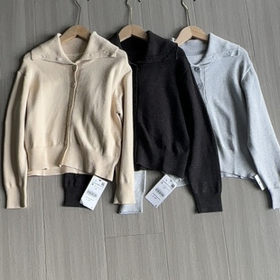 A413冬季 女复古潮流可高领翻领毛衣 高级感针织开衫