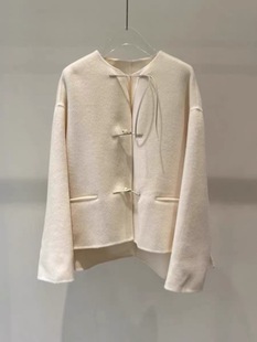 C312冬季新款新品高级感气质温柔通勤百搭中式国风双面呢大衣