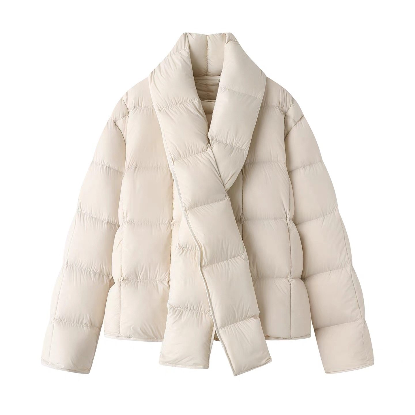 E323新品圆领长袖配羽绒围巾羽绒服女宽松休闲保暖外套上衣女,女装/女士精品,羽绒服,淘宝优惠券,粉丝福利购,淘宝优惠卷