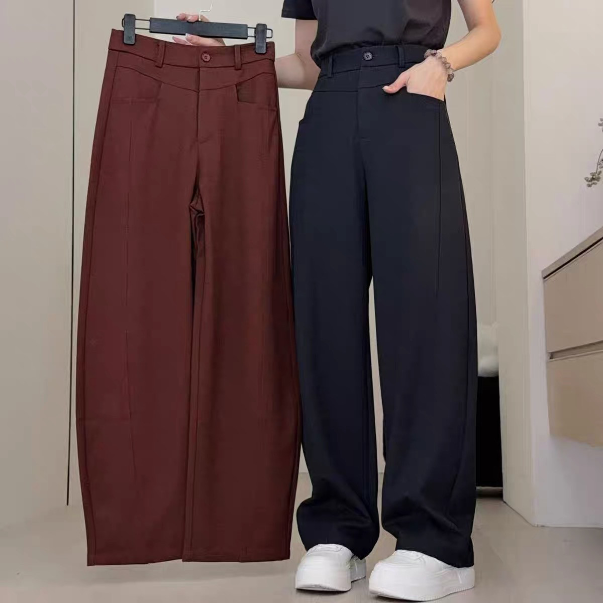 C103高货高腰大个子长裤直筒宽松阔腿休闲裤女含毛春秋款裤子,女装/女士精品,休闲裤,淘宝优惠券,粉丝福利购,淘宝优惠卷