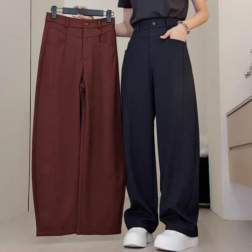 C103高货高腰大个子长裤直筒宽松阔腿休闲裤女含毛春秋款裤子