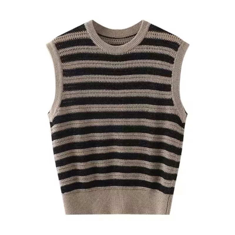 C703早秋季新款马甲毛衣条纹针织衫上衣
