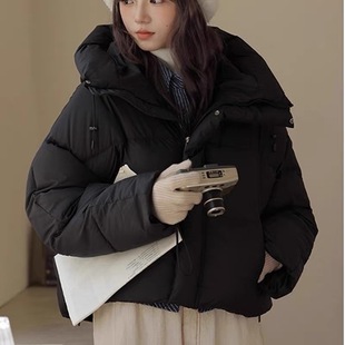 C534羽绒服 面包服连帽保暖外套 淑女气质高领短款