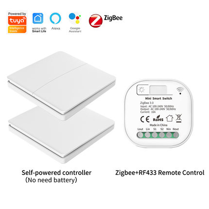 涂鸦zigbee智能开关Alexa语音开关免布线自发电遥控开关定时双控