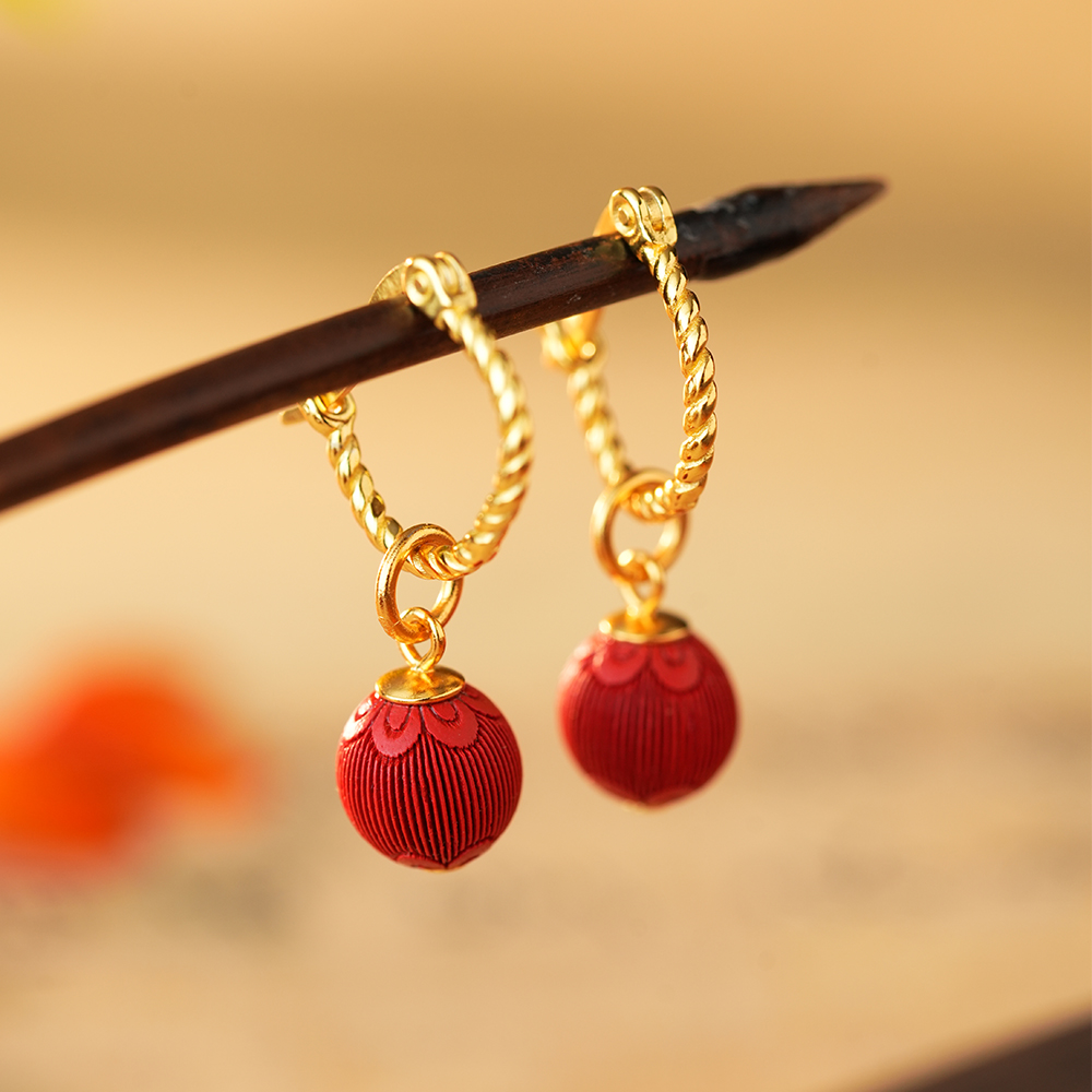 朱砂S925银高含量耳饰