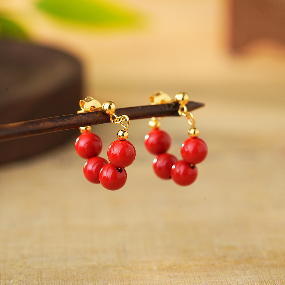 朱砂豌豆耳钉耳饰设计款