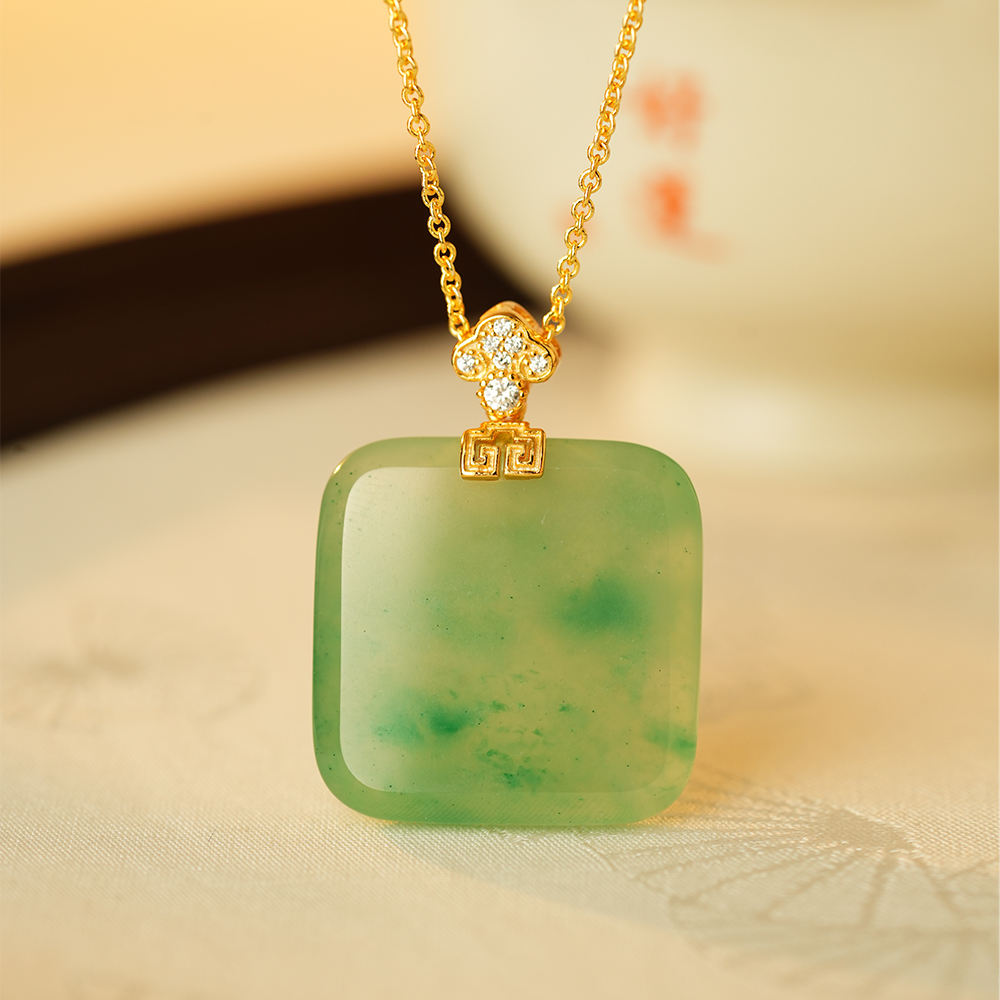 非洲翠S925银无事牌吊坠挂件