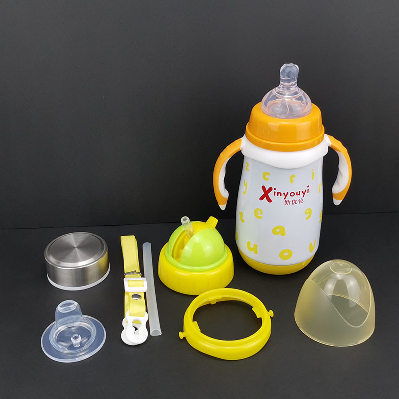 婴儿304不锈钢双层真空保温奶瓶