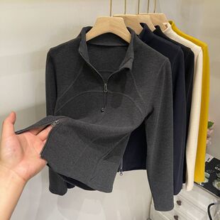 双面德绒设计感双拉链开衫卫衣外套女秋冬新款加厚保暖打底衫上衣