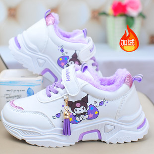 加绒老爹鞋 学生皮面卡通运动鞋 女童鞋 款 百搭软底跑步 冬季 2025新款