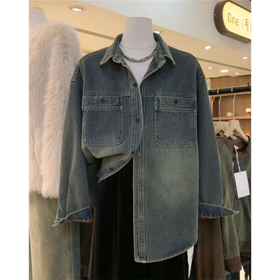 韩版中长设计感内搭叠穿衬衣外套