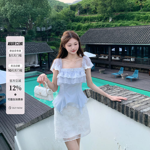 重工蕾丝！甜美法式小衫