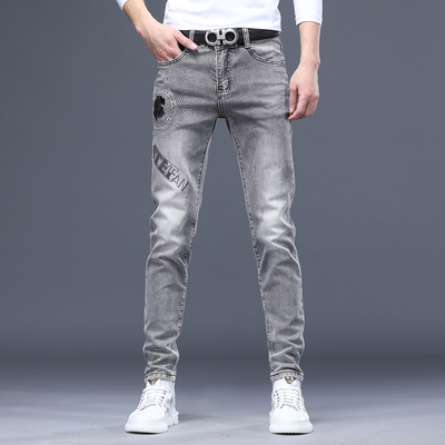 秋季高端烫钻印花男韩版牛仔裤