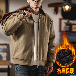 美式复古棉衣圣达菲工装夹棉外套男2024冬季宽松底特律夹克棉服潮