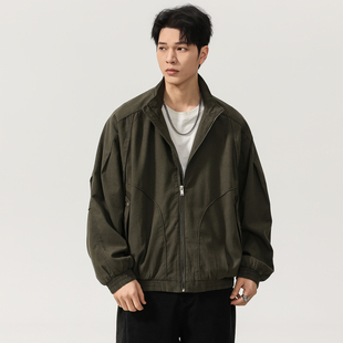 美式复古莱赛尔哈灵顿立领夹克男2026春季宽松潮牌工装飞行员外套