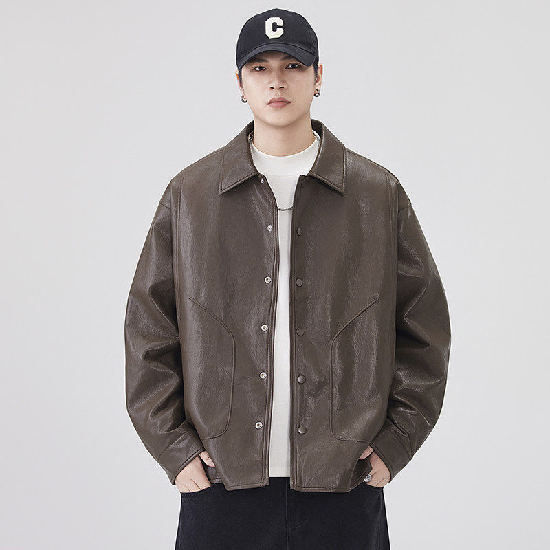 美式复古皮衣外套男2025秋季新款硬汉工装宽松机车服休闲皮夹克潮