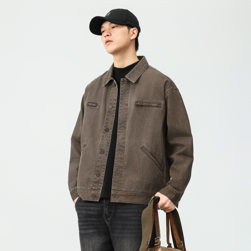 秋冬宽松猎装复古纯棉工装夹克男