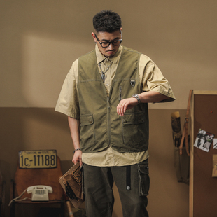 背心外套坎肩马夹 马甲男潮牌宽松户外多口袋无袖 2024春季 日系工装