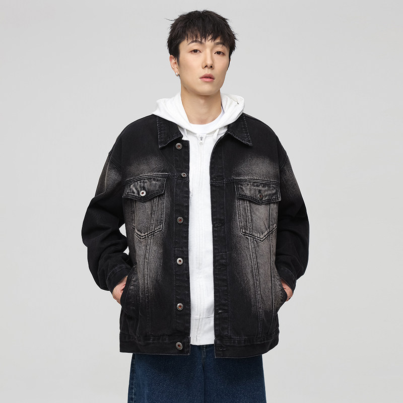 秋冬宽松水洗飞行员牛仔外套男