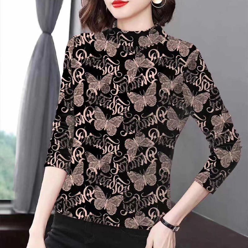 秋冬季保暖半高领双面绒打底衫