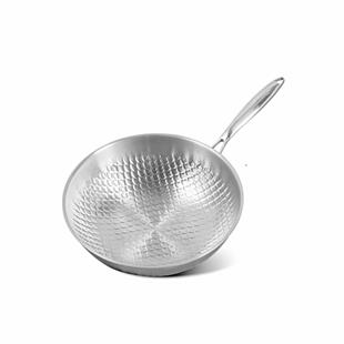 优购物Bertrand无涂层32cm钛炒锅炒菜锅不挑炉灶可视立盖经久耐用