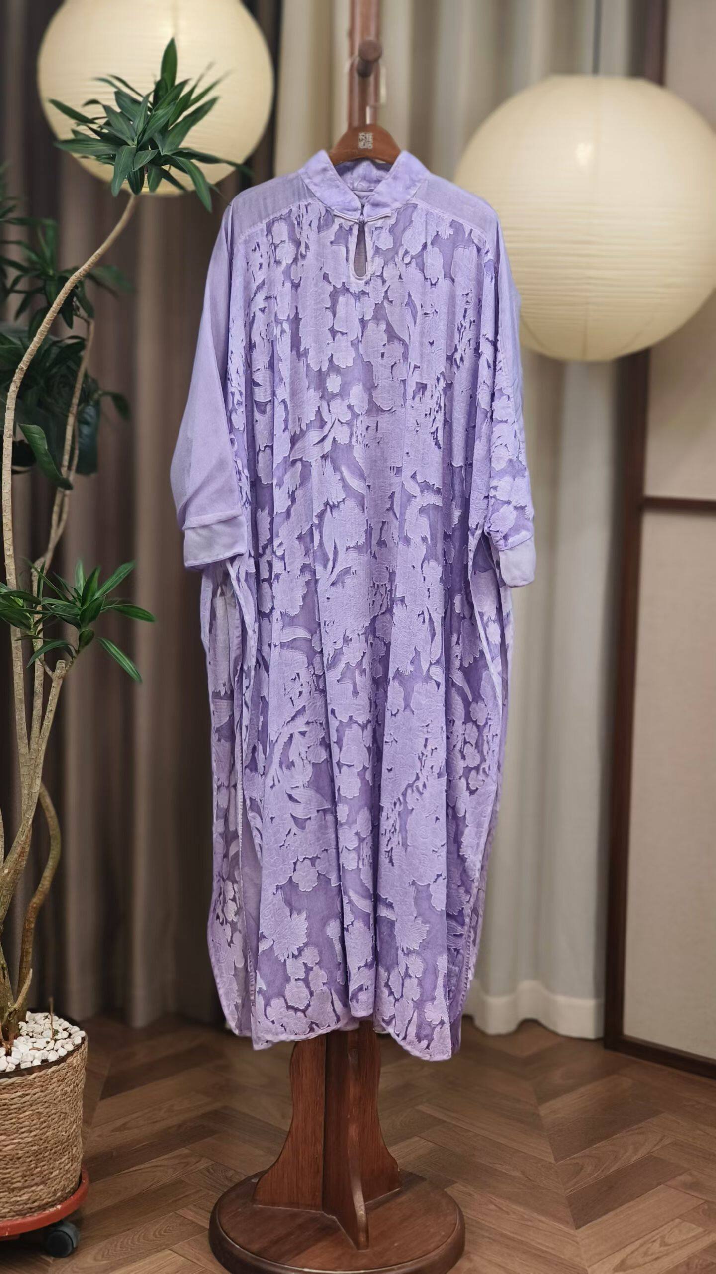 净居衣舍100%桑蚕丝连衣裙疗愈禅舞服纯色休闲宽松舒适透气吸汗
