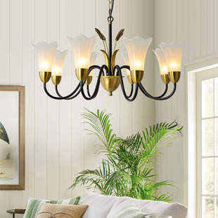 [麦穗]美式客厅吊灯大厅主灯餐厅灯卧室灯复古轻奢全铜灯具包安装