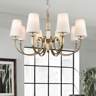 包安装轻奢客厅主灯美式吊灯简约餐厅灯卧室灯法式别墅全铜灯防尘