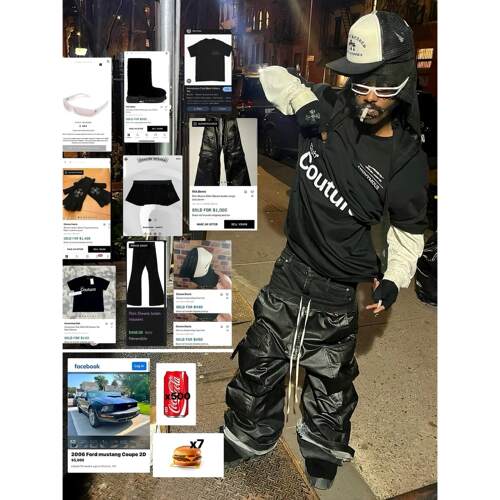香港正品Anonymous Club风格YVL黑色反光宽松短袖beenslackin同款