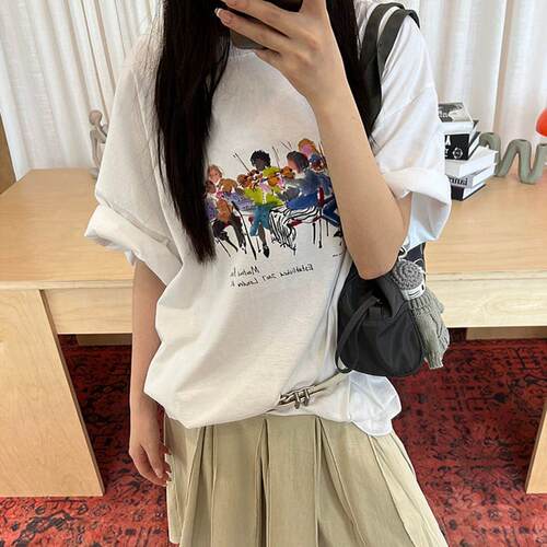 香港正品Martine rose 26SS彩色小人小提琴乐队演奏印花短袖T恤