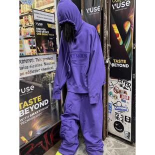 香港正品Anonymous Club Opium YVL风格迷紫宽松帽衫裤阔腿裤套装