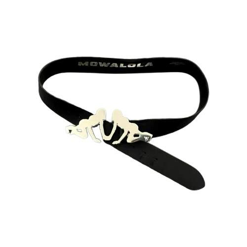 香港正品 Mowalola 24ss 偷米同款金属人像双女跪拜扣头腰带皮带