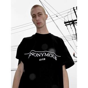 香港正品Anonymous Club YVL风格黑色阔型宽松纯色基础短袖T恤tee