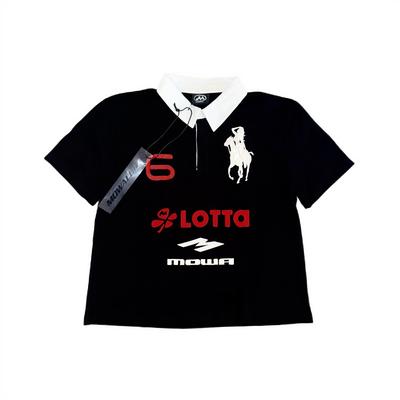 香港正品Mowalola ATL Opium YVL天使战马刺绣修身Polo衫短袖T恤t