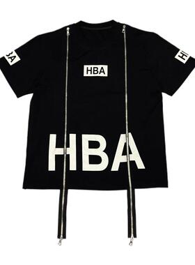 香港正品稀有hba hood by air 双拉链短袖重工印花男女T恤潮牌ins