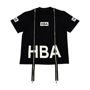 香港正品稀有hba hood by air 双拉链短袖重工印花男女T恤潮牌ins