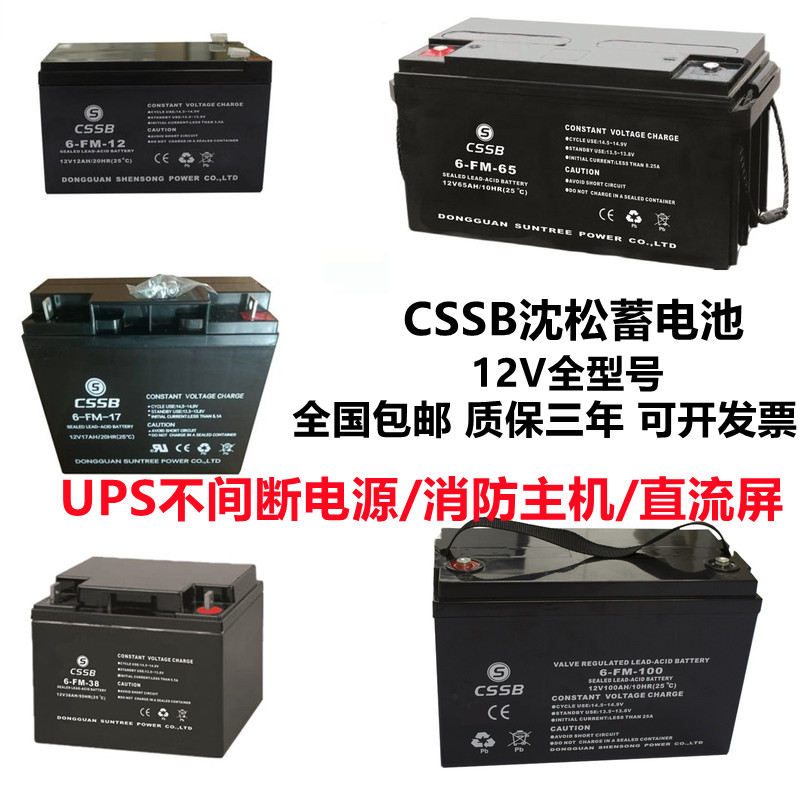 CSSB沈松蓄电池6FM12V7/24/38/65