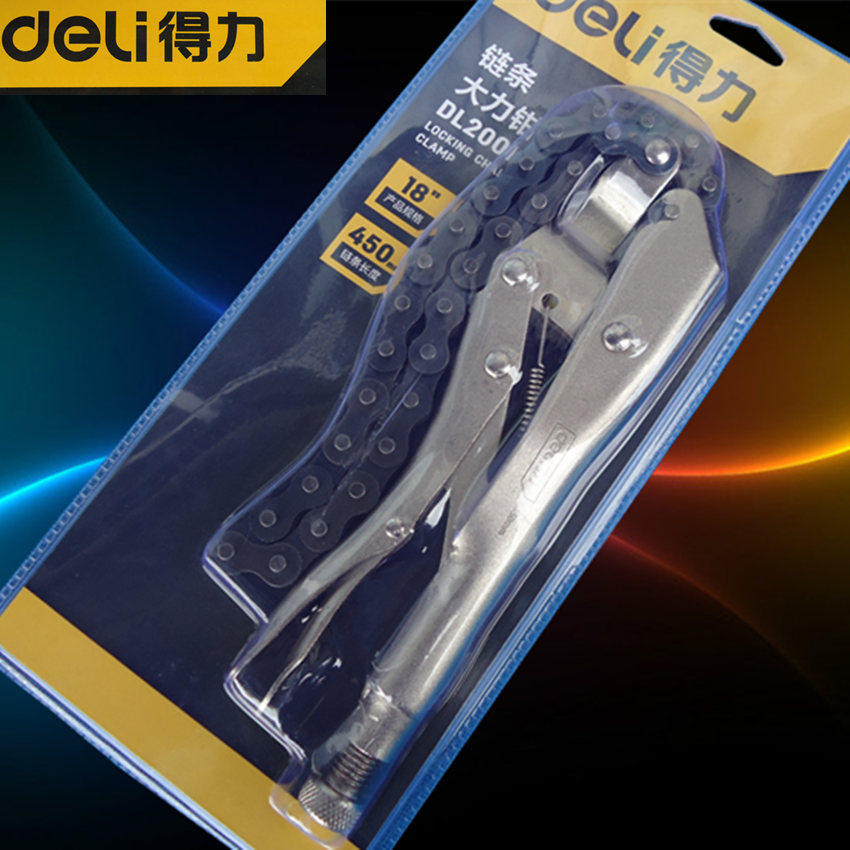 得力工具 18寸链条式大力钳 链条多功能钳 固定大力钳子DL20018