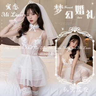 蜜恋：内衣女蕾丝网纱性感深v镂空低胸连体衣女睡衣情侣按摩暴击