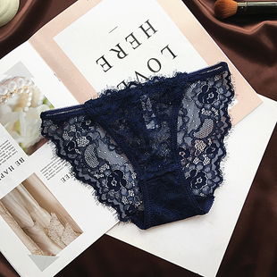 速干锦纶 透明网纱三角裤 清仓价性感低腰内裤 女睫毛蕾丝短裤