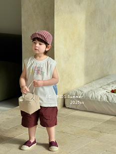 EC潮牌尔菲梵童装2025年夏季新款男童纯棉背心儿童卡通无袖上衣t