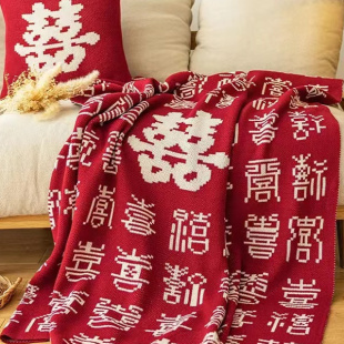 百喜毯新婚礼物毛毯故宫送新娘人闺蜜的高级创意中式红色订婚礼物