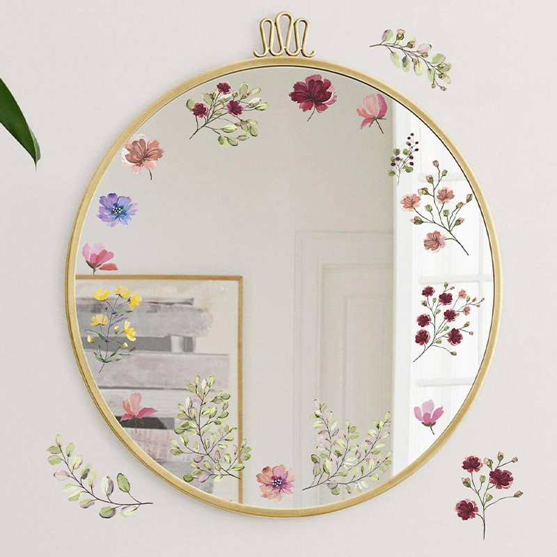 复古花贴纸镜子装饰边框贴穿衣镜边缘贴纸镜子改造美化自粘墙贴画