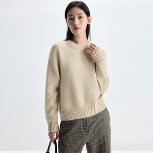 2025年冬季新款100%山羊绒纯色女松弛感韩系减龄小众软糯针织上衣