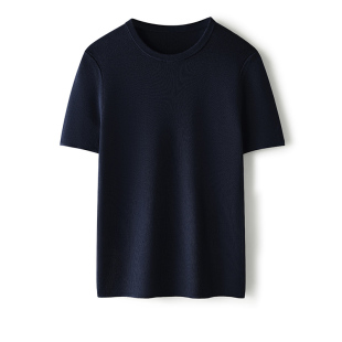 休闲 纯色百搭时尚 超舒适桑蚕丝短袖 慢真丝针织衫