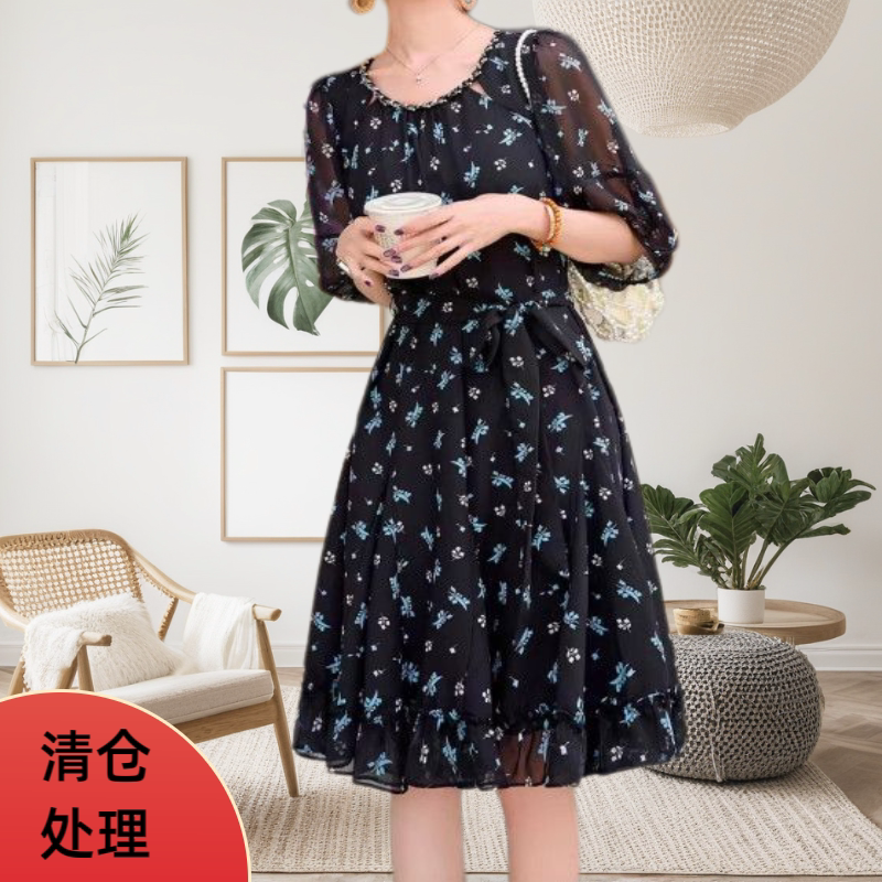 夏季清仓雪纺碎花连衣裙女202连衣裙
