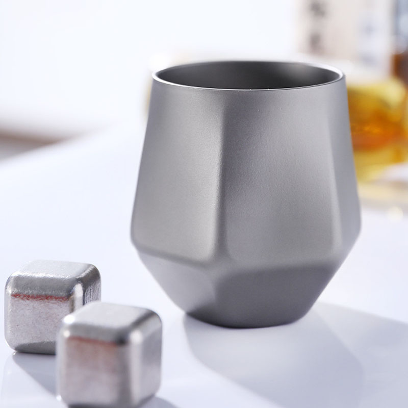 纯钛双层六角水杯防烫咖啡杯